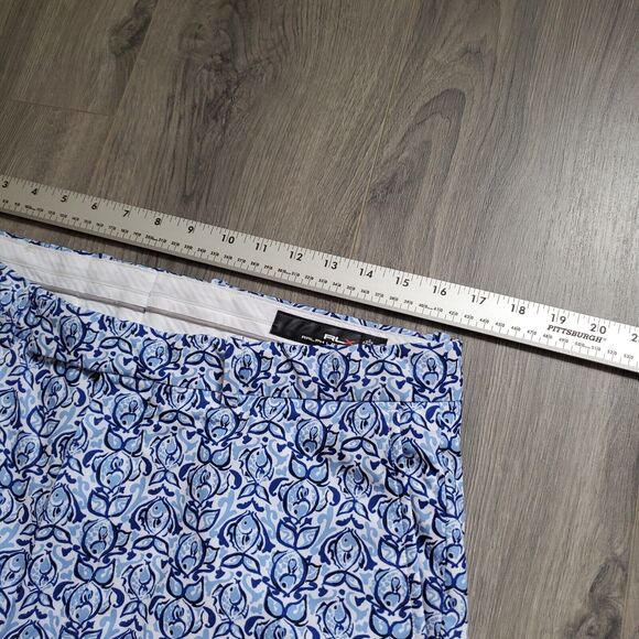 RLX Ralph Lauren Shorts Men 34 9" Performance Golf Fish Print Blue Flat Front - Picture 5 of 9